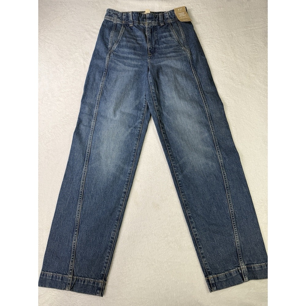 Madewell Jeans Womens 27 Blue Tapered Denim Trouser Barrel High Rise Seamed NWT
